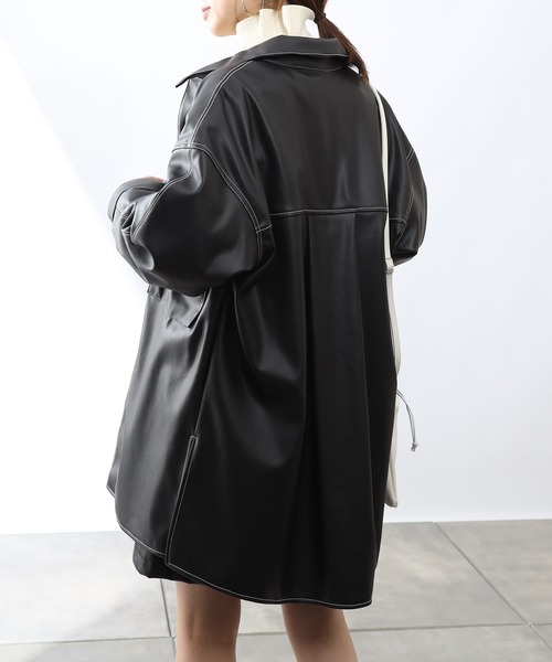 COLONY 2139（コロニートゥーワンスリーナイン）の「【WEB・一部店舗限定】リサイクルレザータッチシャツジャケット(セットアップ可)（その他アウター・レディース・ブラック・FREE）」の3枚目の写真