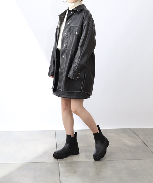 COLONY 2139（コロニートゥーワンスリーナイン）の「【WEB・一部店舗限定】リサイクルレザータッチシャツジャケット(セットアップ可)（その他アウター・レディース・ブラック・FREE）」の6枚目の写真