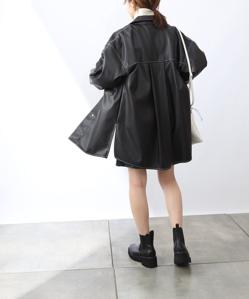 COLONY 2139（コロニートゥーワンスリーナイン）の「【WEB・一部店舗限定】リサイクルレザータッチシャツジャケット(セットアップ可)（その他アウター・レディース・ブラック・FREE）」の8枚目の写真