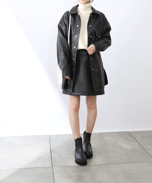 COLONY 2139（コロニートゥーワンスリーナイン）の「【WEB・一部店舗限定】リサイクルレザータッチシャツジャケット(セットアップ可)（その他アウター・レディース・ブラック・FREE）」の9枚目の写真