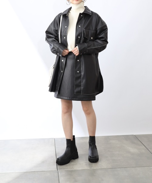 COLONY 2139（コロニートゥーワンスリーナイン）の「【WEB・一部店舗限定】リサイクルレザータッチシャツジャケット(セットアップ可)（その他アウター・レディース・ブラック・FREE）」の5枚目の写真