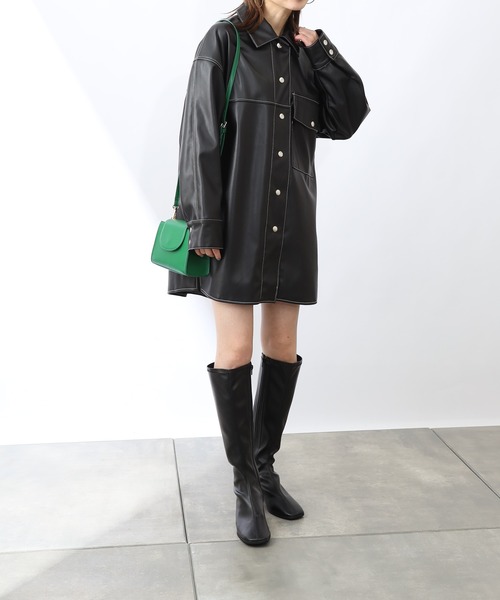 COLONY 2139（コロニートゥーワンスリーナイン）の「【WEB・一部店舗限定】リサイクルレザータッチシャツジャケット(セットアップ可)（その他アウター・レディース・ブラック・FREE）」の10枚目の写真