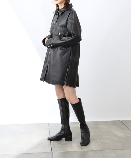 COLONY 2139（コロニートゥーワンスリーナイン）の「【WEB・一部店舗限定】リサイクルレザータッチシャツジャケット(セットアップ可)（その他アウター・レディース・ブラック・FREE）」の11枚目の写真