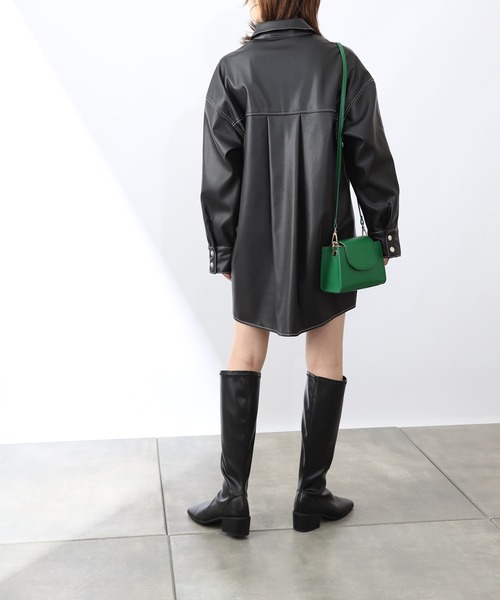 COLONY 2139（コロニートゥーワンスリーナイン）の「【WEB・一部店舗限定】リサイクルレザータッチシャツジャケット(セットアップ可)（その他アウター・レディース・ブラック・FREE）」の12枚目の写真