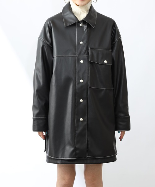 COLONY 2139（コロニートゥーワンスリーナイン）の「【WEB・一部店舗限定】リサイクルレザータッチシャツジャケット(セットアップ可)（その他アウター・レディース・ブラック・FREE）」の13枚目の写真