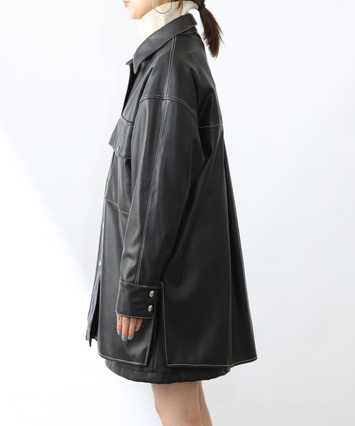 COLONY 2139（コロニートゥーワンスリーナイン）の「【WEB・一部店舗限定】リサイクルレザータッチシャツジャケット(セットアップ可)（その他アウター・レディース・ブラック・FREE）」の14枚目の写真