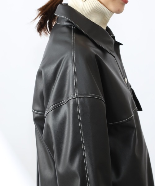 COLONY 2139（コロニートゥーワンスリーナイン）の「【WEB・一部店舗限定】リサイクルレザータッチシャツジャケット(セットアップ可)（その他アウター・レディース・ブラック・FREE）」の18枚目の写真