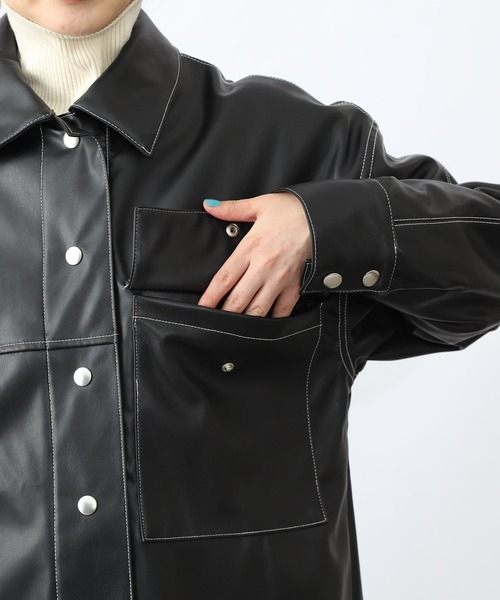 COLONY 2139（コロニートゥーワンスリーナイン）の「【WEB・一部店舗限定】リサイクルレザータッチシャツジャケット(セットアップ可)（その他アウター・レディース・ブラック・FREE）」の21枚目の写真
