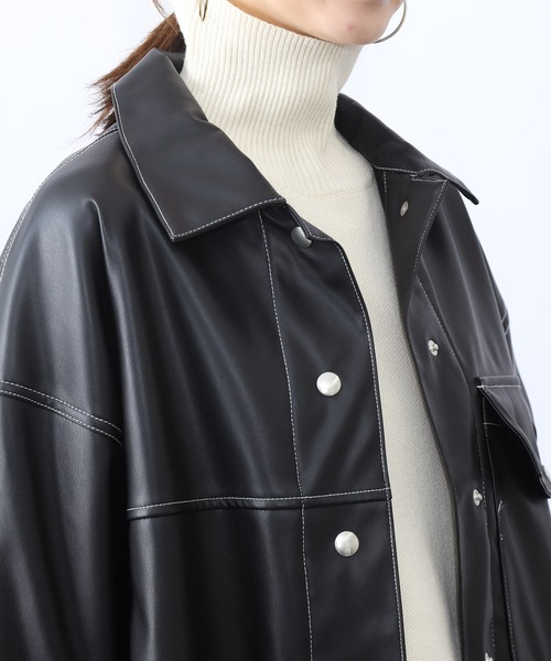 COLONY 2139（コロニートゥーワンスリーナイン）の「【WEB・一部店舗限定】リサイクルレザータッチシャツジャケット(セットアップ可)（その他アウター・レディース・ブラック・FREE）」の22枚目の写真