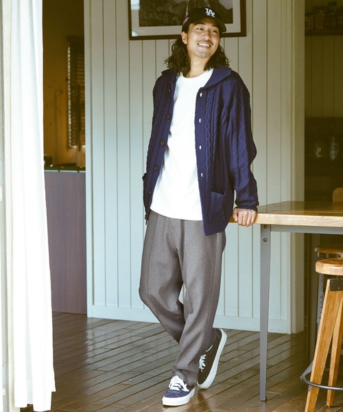 BAYFLOW（ベイフロー）の「WEB限定 ポリテーパードパンツ（その他パンツ・メンズ・グレー/ネイビー・MEDIUM/LARGE）」の7枚目の写真