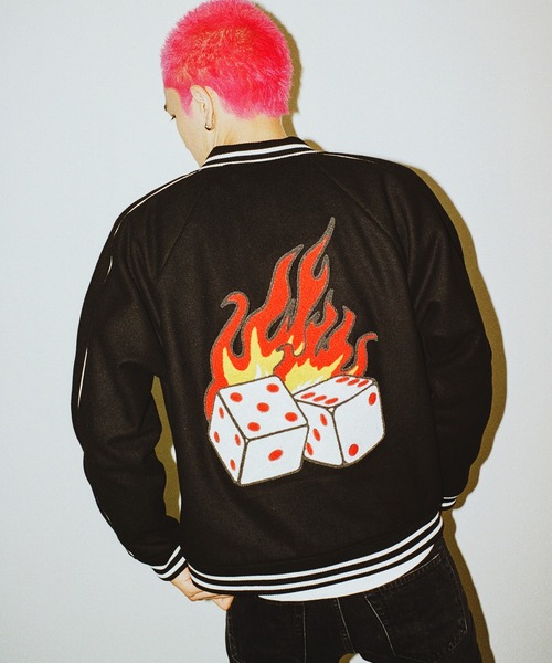 FTW（エフティダブリュー）の「DICE VARSITY JACKET（スタジャン・メンズ・バーガンディー/ブラック・LARGE/MEDIUM）」の5枚目の写真