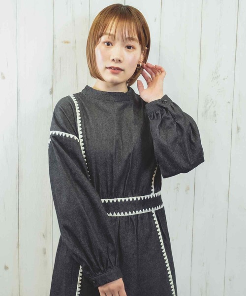Hamble by Par Avion（ハンブルバイパラビオン）の「ステッチワンピース（ワンピース・レディース・ネイビー/ブラック・ONESIZE）」の10枚目の写真