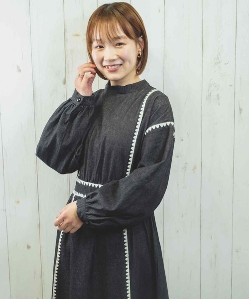 Hamble by Par Avion（ハンブルバイパラビオン）の「ステッチワンピース（ワンピース・レディース・ネイビー/ブラック・ONESIZE）」の13枚目の写真