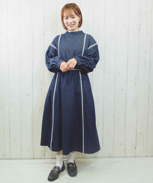 Hamble by Par Avion（ハンブルバイパラビオン）の「ステッチワンピース（ワンピース・レディース・ネイビー/ブラック・ONESIZE）」の14枚目の写真