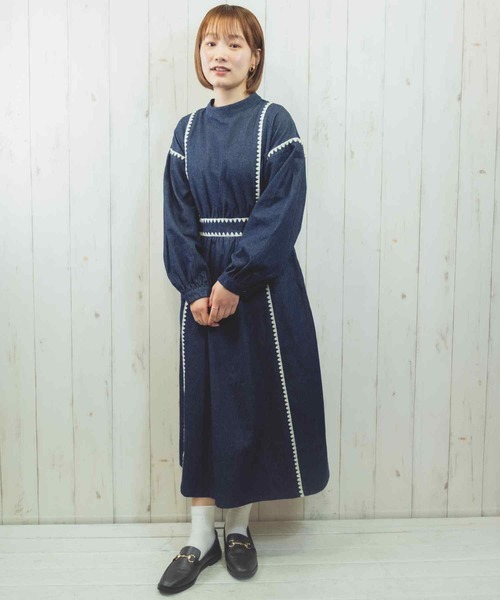 Hamble by Par Avion（ハンブルバイパラビオン）の「ステッチワンピース（ワンピース・レディース・ネイビー/ブラック・ONESIZE）」の15枚目の写真