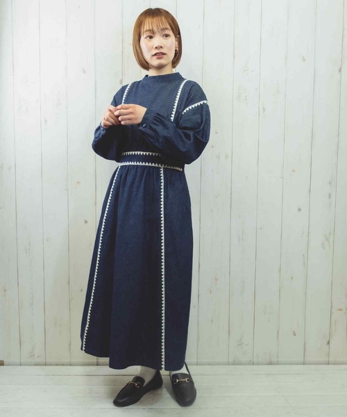 Hamble by Par Avion（ハンブルバイパラビオン）の「ステッチワンピース（ワンピース・レディース・ネイビー/ブラック・ONESIZE）」の16枚目の写真