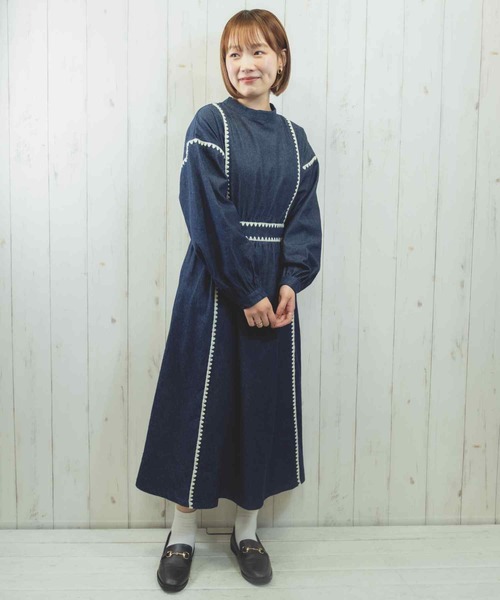 Hamble by Par Avion（ハンブルバイパラビオン）の「ステッチワンピース（ワンピース・レディース・ネイビー/ブラック・ONESIZE）」の17枚目の写真