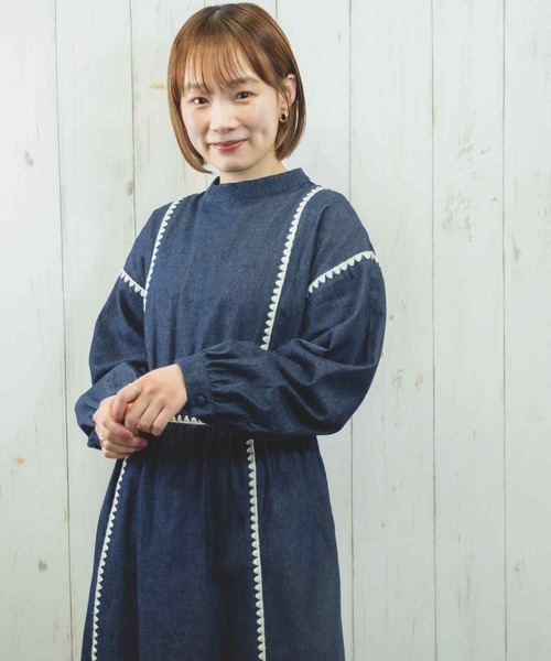 Hamble by Par Avion（ハンブルバイパラビオン）の「ステッチワンピース（ワンピース・レディース・ネイビー/ブラック・ONESIZE）」の18枚目の写真