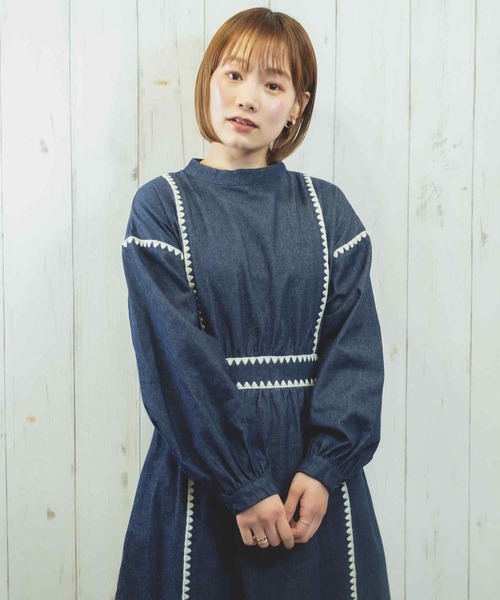 Hamble by Par Avion（ハンブルバイパラビオン）の「ステッチワンピース（ワンピース・レディース・ネイビー/ブラック・ONESIZE）」の19枚目の写真
