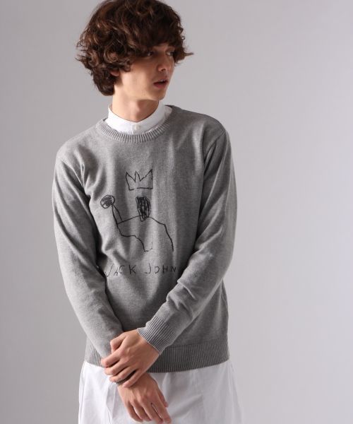 HARE(ハレ)の「BASQUIATプルオーバーニット(HARE)(ニット/セーター・メンズ・ブラック/グレー・SMALL/MEDIUM)」の1枚目の写真