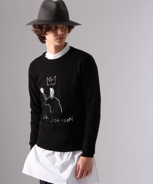 HARE(ハレ)の「BASQUIATプルオーバーニット(HARE)(ニット/セーター・メンズ・ブラック/グレー・SMALL/MEDIUM)」の2枚目の写真