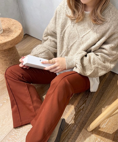 apres jour clair（アプレジュールクレア）の「【apres jour clair】フレアパンツ（スラックス・レディース・ベージュ/ベージュ系その他/ダークオレンジ/ダークグリーン/ダークブラウン・X-LARGE/MEDIUM/SMALL）」の5枚目の写真