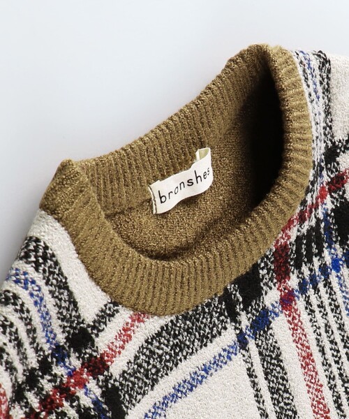 BRANSHES（ブランシェス）の「【洗濯機で洗える】大柄チェックウォッシャブルニット（ニット/セーター・キッズ・キャメル/ブラック・140/120/150/130/90/110/100）」の15枚目の写真