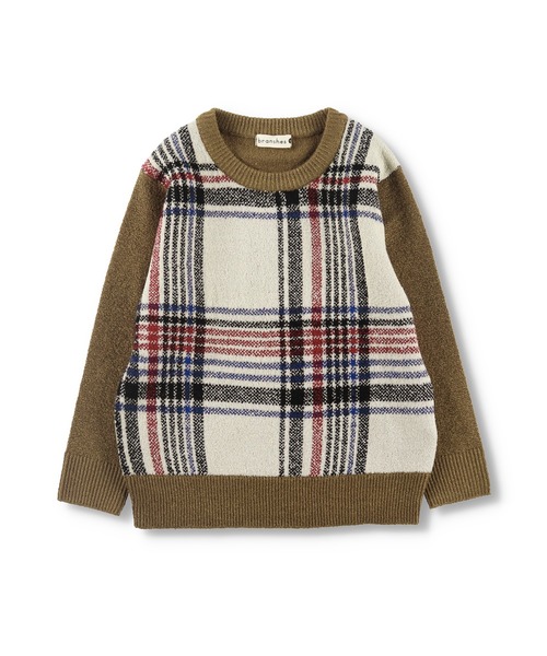 BRANSHES（ブランシェス）の「【洗濯機で洗える】大柄チェックウォッシャブルニット（ニット/セーター・キッズ・キャメル/ブラック・140/120/150/130/90/110/100）」の13枚目の写真
