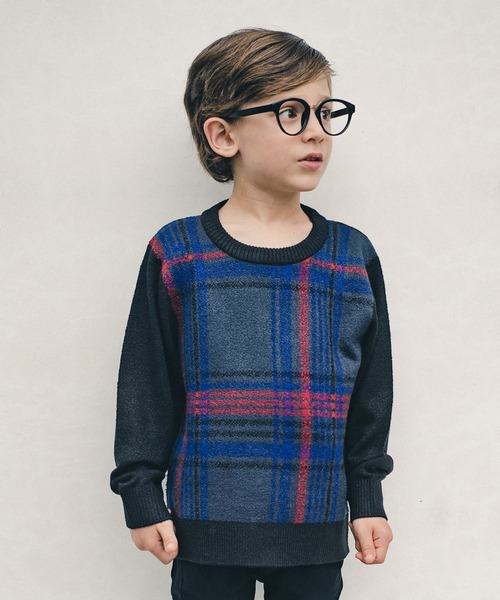 BRANSHES（ブランシェス）の「【洗濯機で洗える】大柄チェックウォッシャブルニット（ニット/セーター・キッズ・キャメル/ブラック・140/120/150/130/90/110/100）」の21枚目の写真