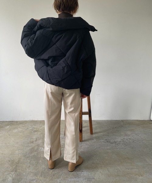 210nouve（トゥージュヌーブ）の「スタンドカラーダイヤキルトエコダウンジャケット（ダウンジャケット/コート・レディース・ブラック/アイボリー/モカ/グレイッシュベージュ・FREE）」の7枚目の写真