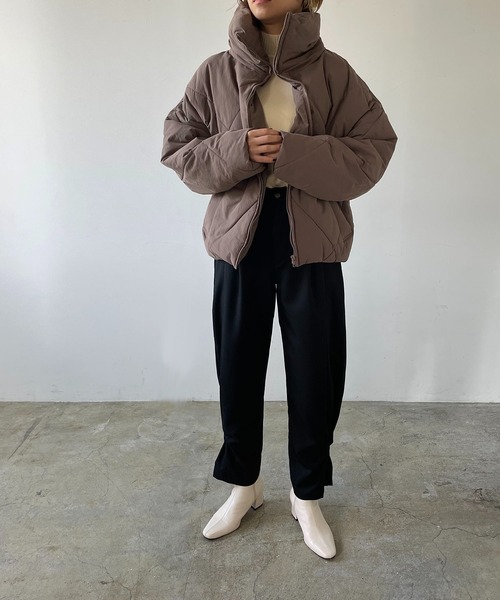 210nouve（トゥージュヌーブ）の「スタンドカラーダイヤキルトエコダウンジャケット（ダウンジャケット/コート・レディース・ブラック/アイボリー/モカ/グレイッシュベージュ・FREE）」の15枚目の写真