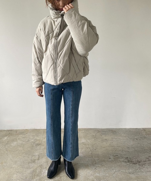 210nouve（トゥージュヌーブ）の「スタンドカラーダイヤキルトエコダウンジャケット（ダウンジャケット/コート・レディース・ブラック/アイボリー/モカ/グレイッシュベージュ・FREE）」の16枚目の写真