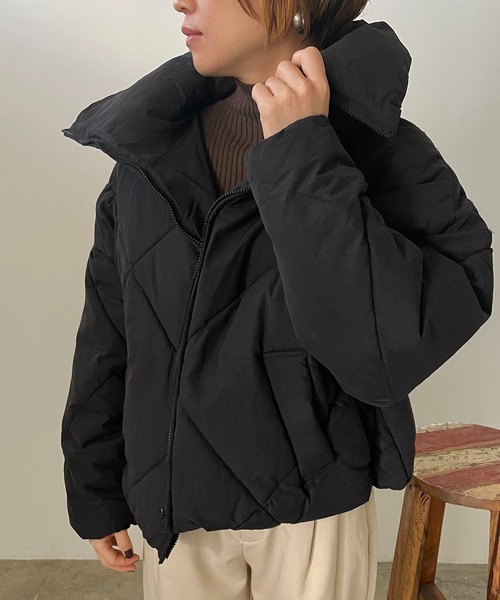 210nouve（トゥージュヌーブ）の「スタンドカラーダイヤキルトエコダウンジャケット（ダウンジャケット/コート・レディース・ブラック/アイボリー/モカ/グレイッシュベージュ・FREE）」の18枚目の写真