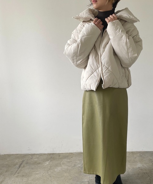 210nouve（トゥージュヌーブ）の「スタンドカラーダイヤキルトエコダウンジャケット（ダウンジャケット/コート・レディース・ブラック/アイボリー/モカ/グレイッシュベージュ・FREE）」の8枚目の写真