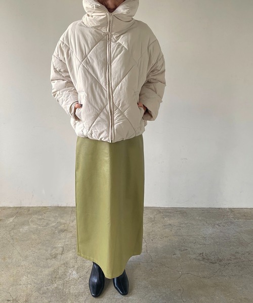 210nouve（トゥージュヌーブ）の「スタンドカラーダイヤキルトエコダウンジャケット（ダウンジャケット/コート・レディース・ブラック/アイボリー/モカ/グレイッシュベージュ・FREE）」の19枚目の写真