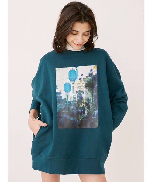 EVRIS（エヴリス）の「フォトプリントルーズスウェットトップス（スウェット・レディース・グリーン/ブラック/パープル・FREE）」の15枚目の写真