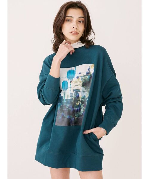 EVRIS（エヴリス）の「フォトプリントルーズスウェットトップス（スウェット・レディース・グリーン/ブラック/パープル・FREE）」の16枚目の写真