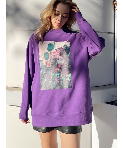 EVRIS（エヴリス）の「フォトプリントルーズスウェットトップス（スウェット・レディース・グリーン/ブラック/パープル・FREE）」の21枚目の写真