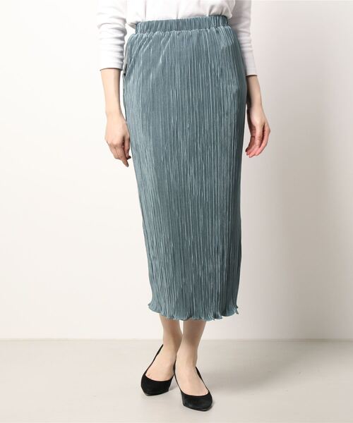 PLEATS PLEASE プリーツ　ロングスカート　水色　ストレート PLEATS PLEASE プリーツロングスカート水色ストレート