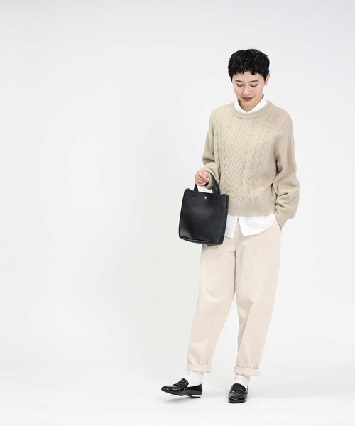 HONEYSUCKLE ROSE（ハニーサックルローズ）の「【HONEYSUCKLE ROSE】袖ボリュームケーブルニット（ニット/セーター・レディース・ブルー/ベージュ/オフホワイト・L/M）」の7枚目の写真