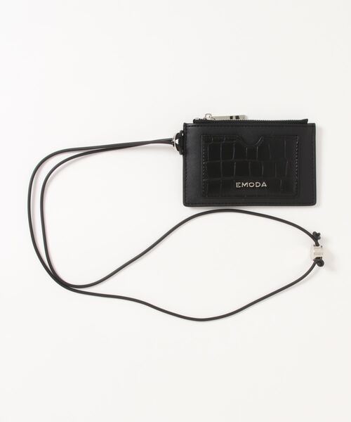 EMODA（エモダ）の「【EMODA/エモダ】 クロコ型押し 首掛けカードウォレット（財布・レディース・ブラック/ベージュ/キャメル・FREE）」の2枚目の写真