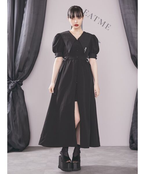 EATME(イートミー)の「2WAYBIGカラーフロントスリットワンピース(ワンピース・レディース・ブラック/グレー/その他1/ベージュ・SMALL/MEDIUM)」の9枚目の写真