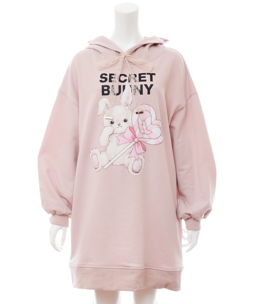 Secret Honey（シークレットハニー）の「キャンディうさぎパーカーワンピース（パーカー・レディース・ブラック/ピンク・FREE）」の6枚目の写真