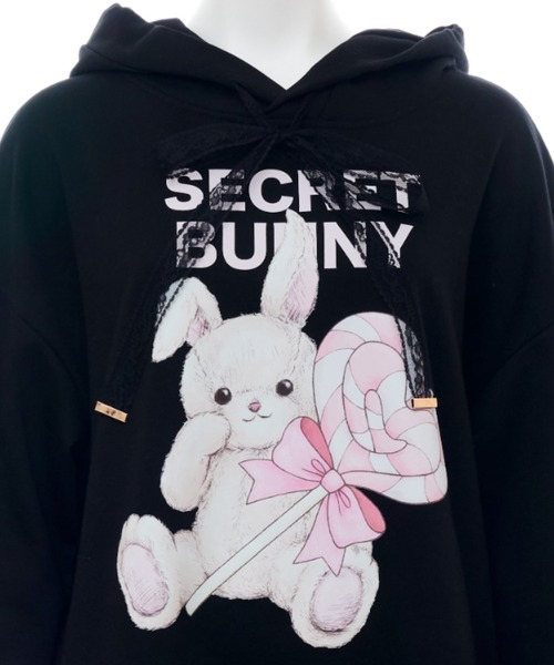 Secret Honey（シークレットハニー）の「キャンディうさぎパーカーワンピース（パーカー・レディース・ブラック/ピンク・FREE）」の10枚目の写真