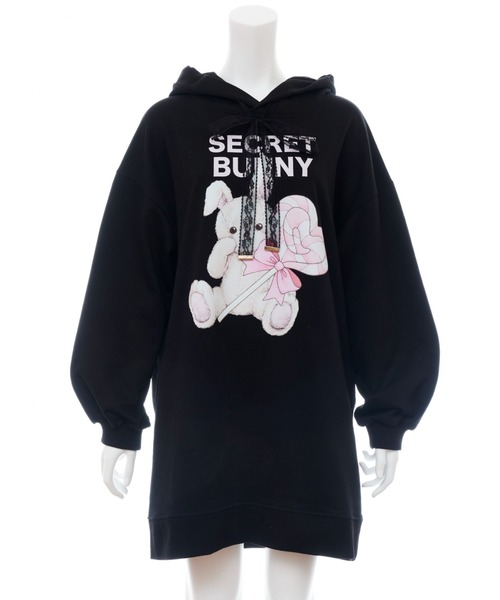 Secret Honey（シークレットハニー）の「キャンディうさぎパーカーワンピース（パーカー・レディース・ブラック/ピンク・FREE）」の9枚目の写真