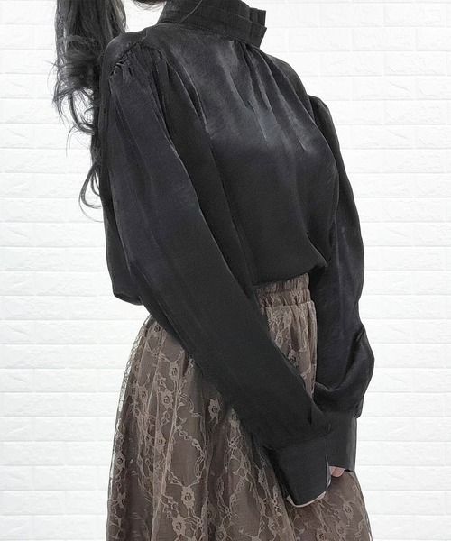 Lace Ladies（レースレディース）の「ハイネック ボリューム袖 シアーブラウス（シャツ/ブラウス・レディース・ホワイト/ブラック/ブラウン・FREE）」の8枚目の写真