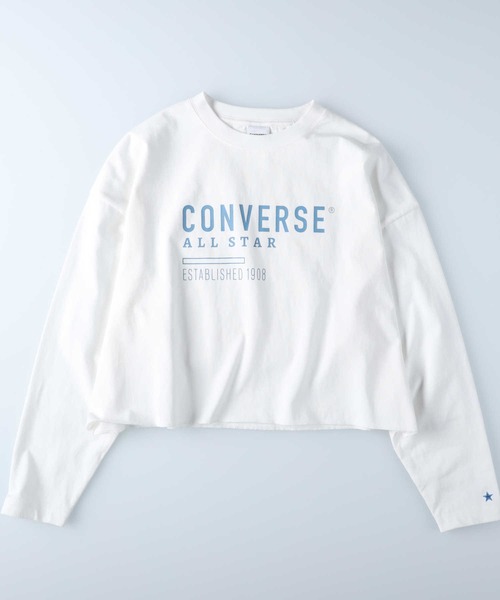 CONVERSE（コンバース）の「【CONVERSE】フロントロゴショートロンＴ（Tシャツ/カットソー・レディース・ホワイト/ブラック/グリーン・M/L）」の2枚目の写真