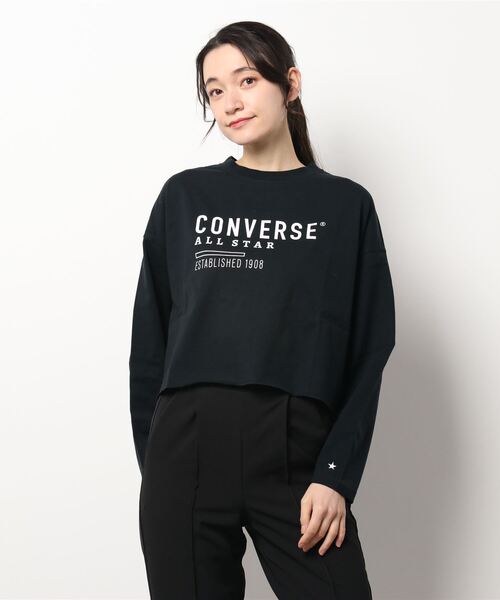 CONVERSE（コンバース）の「【CONVERSE】フロントロゴショートロンＴ（Tシャツ/カットソー・レディース・ホワイト/ブラック/グリーン・M/L）」の7枚目の写真