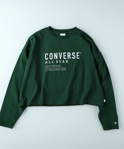 CONVERSE（コンバース）の「【CONVERSE】フロントロゴショートロンＴ（Tシャツ/カットソー・レディース・ホワイト/ブラック/グリーン・M/L）」の9枚目の写真