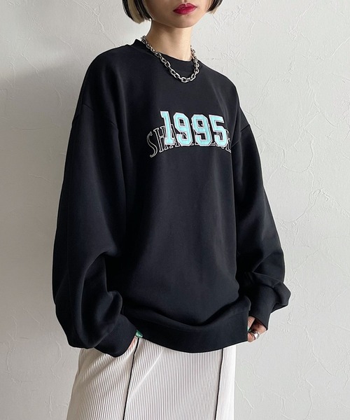 PAGEBOY（ページボーイ）の「ナンバーカレッジプルオーバー（スウェット・レディース・ブラック/オートミール/ブルー・FREE）」の2枚目の写真